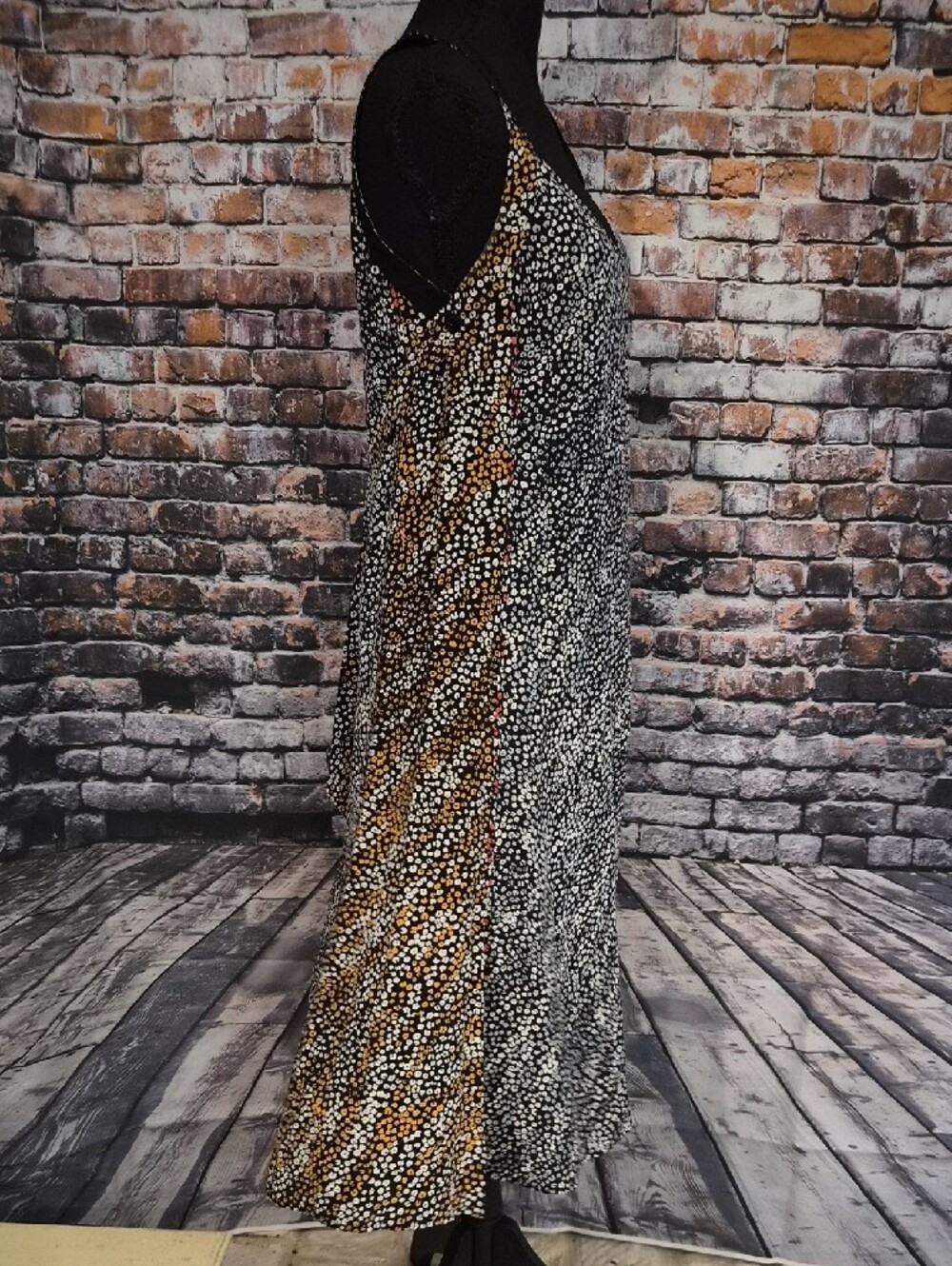 rag & bone Collette 100% Silk Black Maxi Slip Dress with Small Floral Print - Picture 7 of 12
